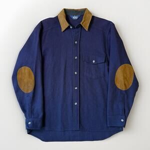 Vintage Woolrich Wool Shirt XL Navy Wool Long Sleeve 90s Made in USA Workwear